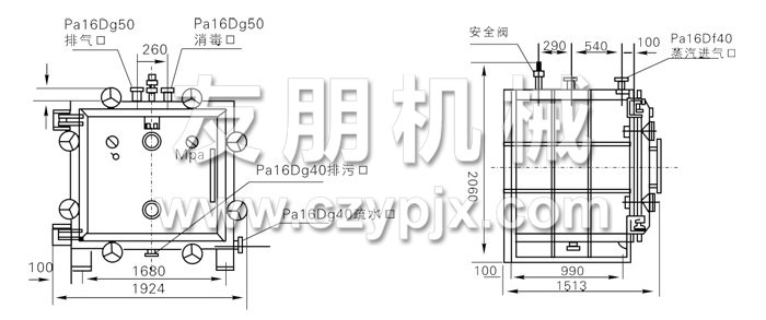 方形靜態(tài)真空干燥機(jī)結(jié)構(gòu)示意圖